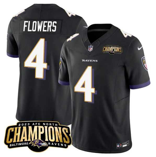 Men & Women & Youth Baltimore Ravens #4 Zay Flowers Black 2023 F.U.S.E. AFC North Champions Vapor Limited Jersey,We sell and wholesale Men & Women & Youth Baltimore Ravens #4 Zay Flowers Black 2023 F.U.S.E. AFC North Champions Vapor Limited Jersey on line form chian!